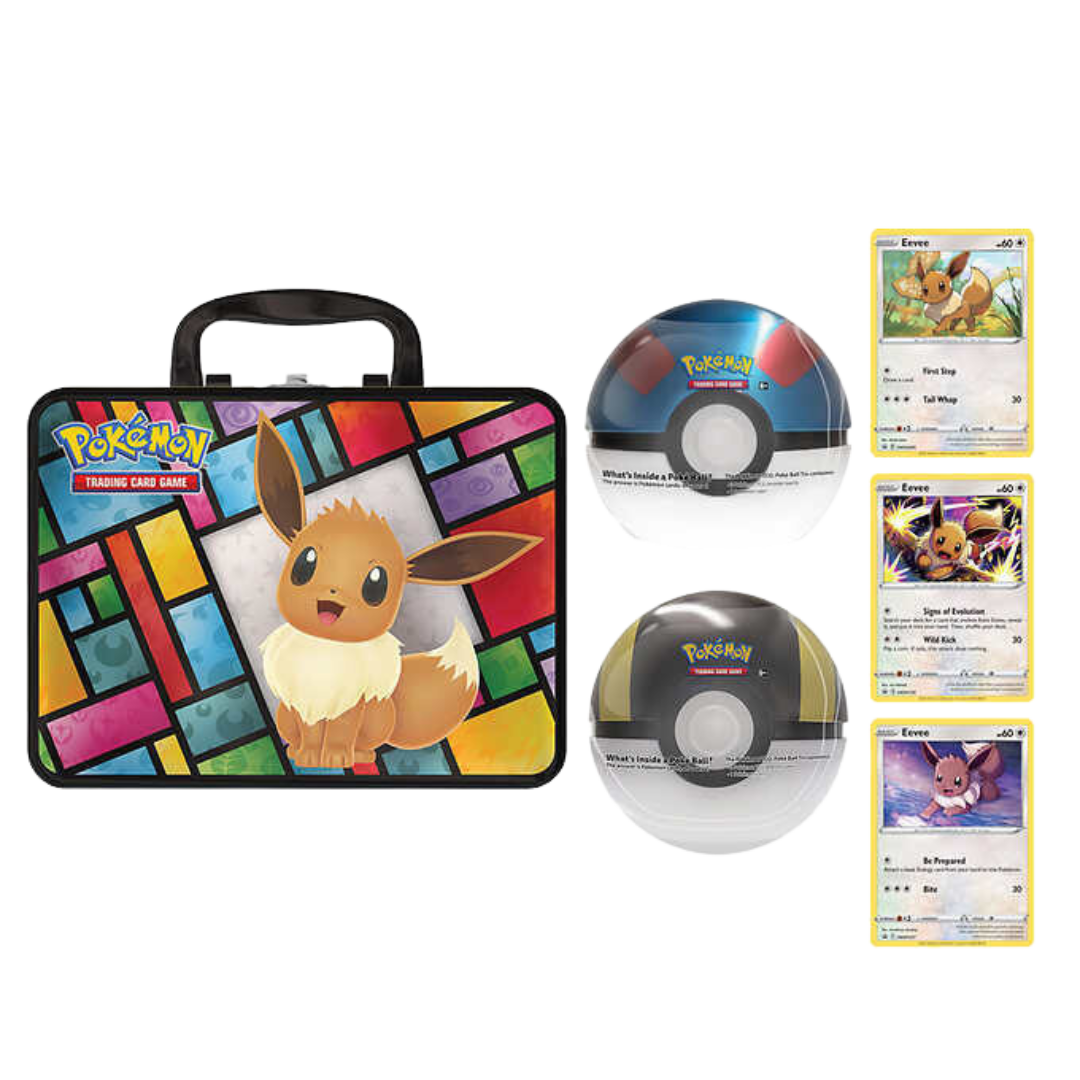 POKEMON COLLECTOR TREASURE CHEST 3-PACK: 2 x POKE BALLS, TIN, BOOSTER PACKS